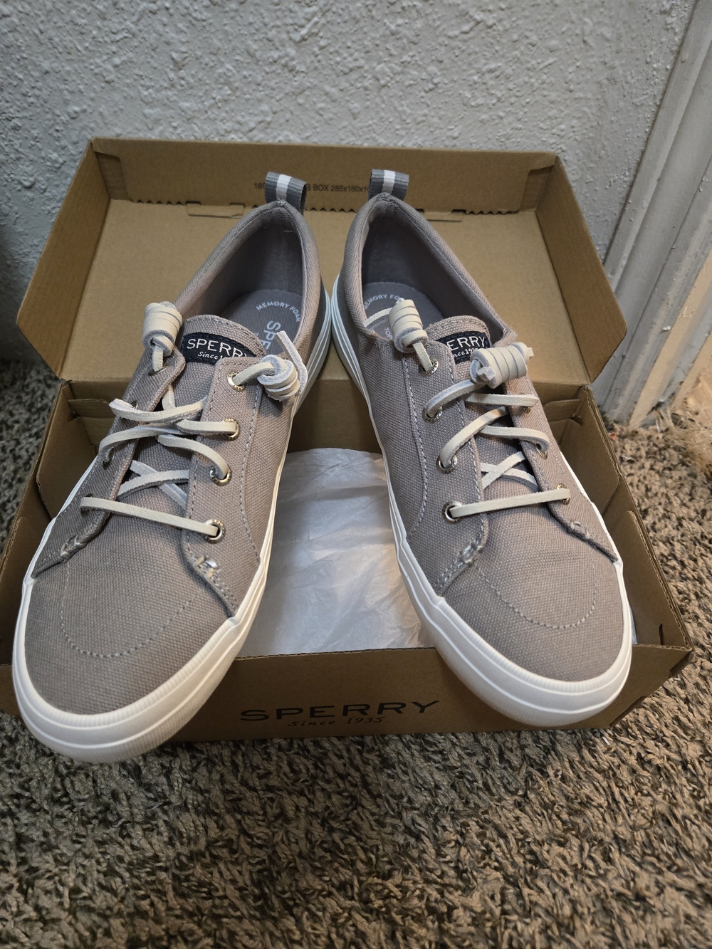 Sperry Womens Casual Gray Canvas Sneakers